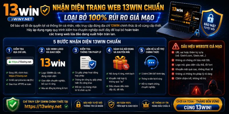 Cách nhận diện website 13WIN chính thức